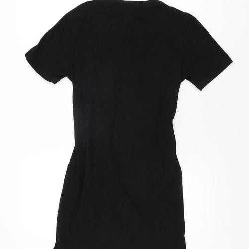 Select Womens Black Cotton T-Shirt Dress Size 12 Round Neck Pullover