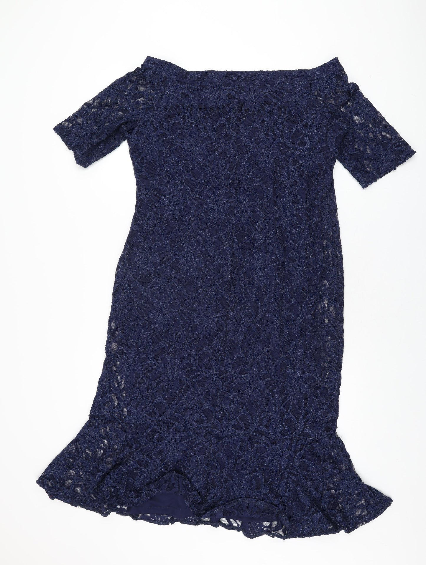 Roman Womens Blue Floral Polyamide Bodycon Size 18 Off the Shoulder Pullover