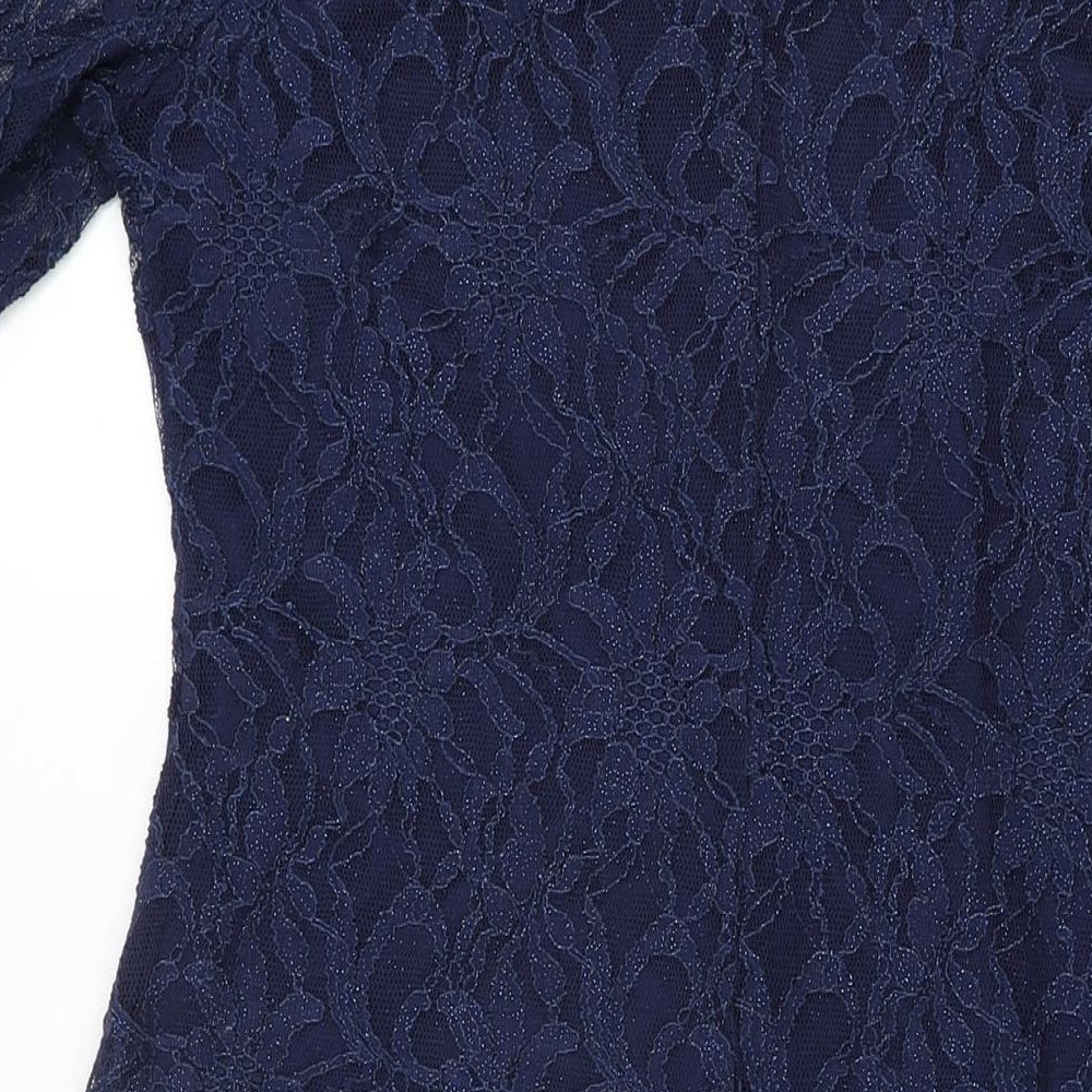 Roman Womens Blue Floral Polyamide Bodycon Size 18 Off the Shoulder Pullover