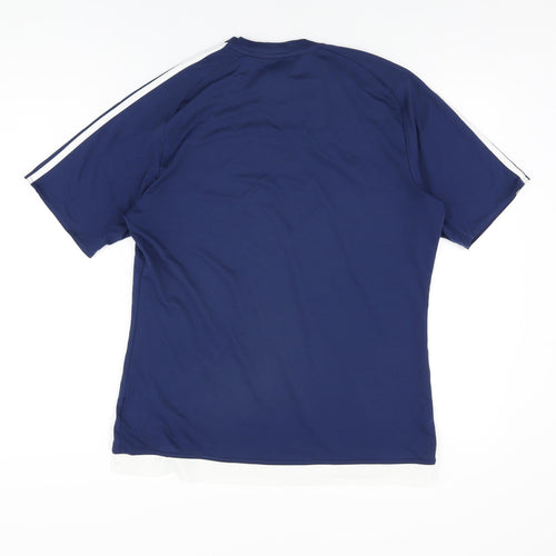 adidas Mens Blue Polyester Basic T-Shirt Size M Round Neck Pullover
