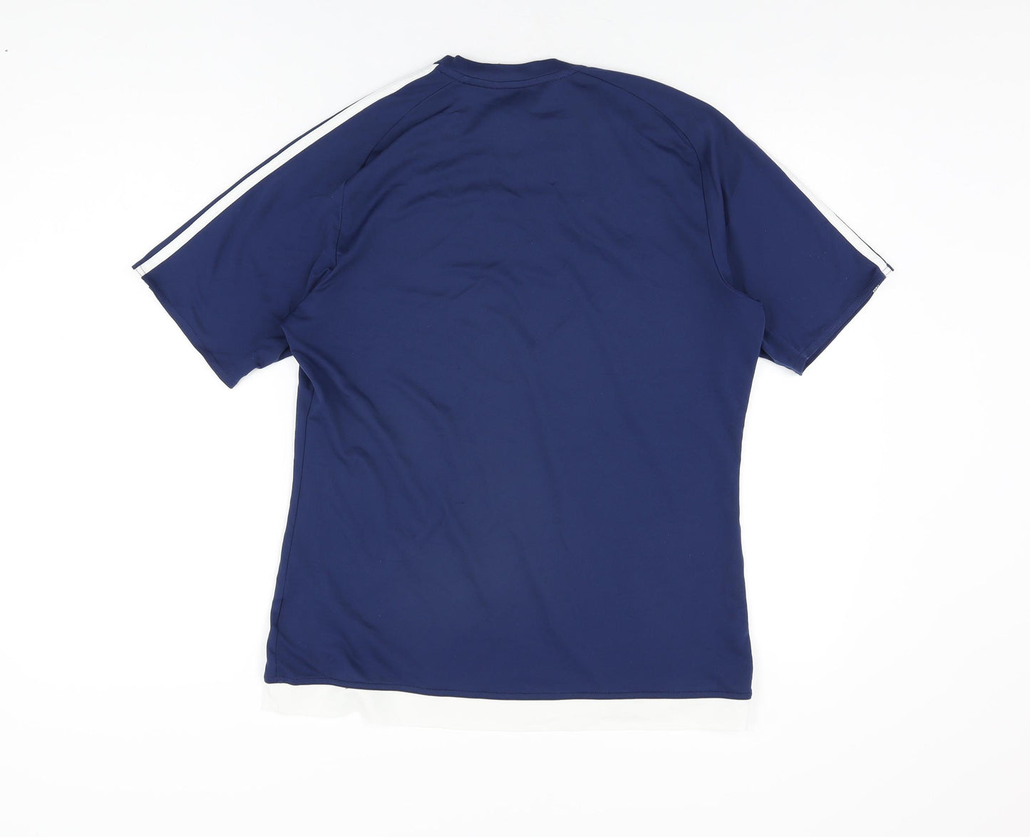 adidas Mens Blue Polyester Basic T-Shirt Size M Round Neck Pullover
