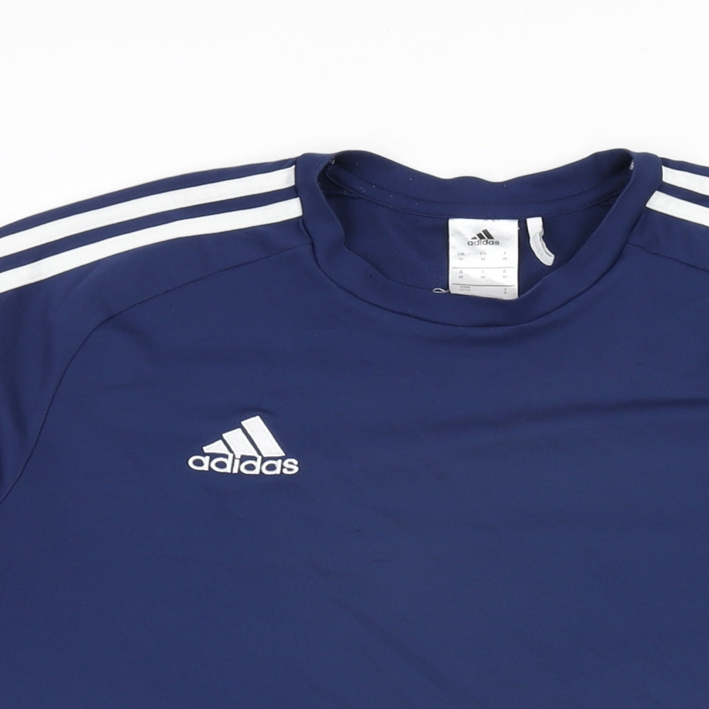 adidas Mens Blue Polyester Basic T-Shirt Size M Round Neck Pullover