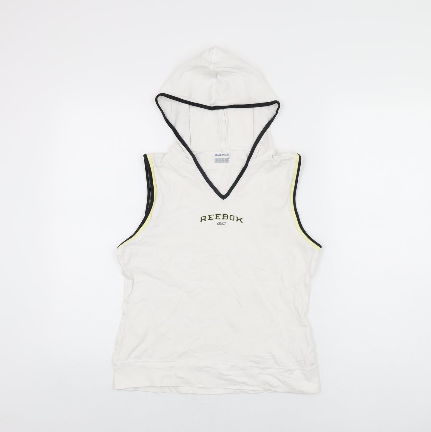 Reebok Womens White Cotton Basic T-Shirt Size 16 V-Neck