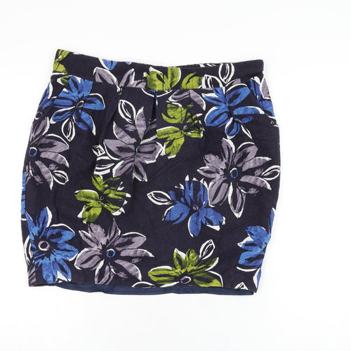 Et Vous Womens Black Floral Polyester Mini Skirt Size 14 Zip