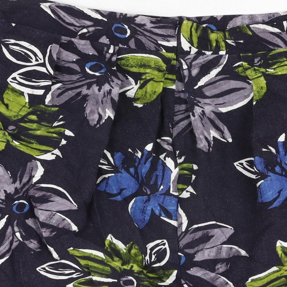 Et Vous Womens Black Floral Polyester Mini Skirt Size 14 Zip