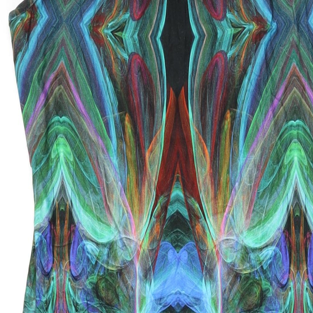 Wallis Womens Multicoloured Geometric Viscose Maxi Size 14 Round Neck Button