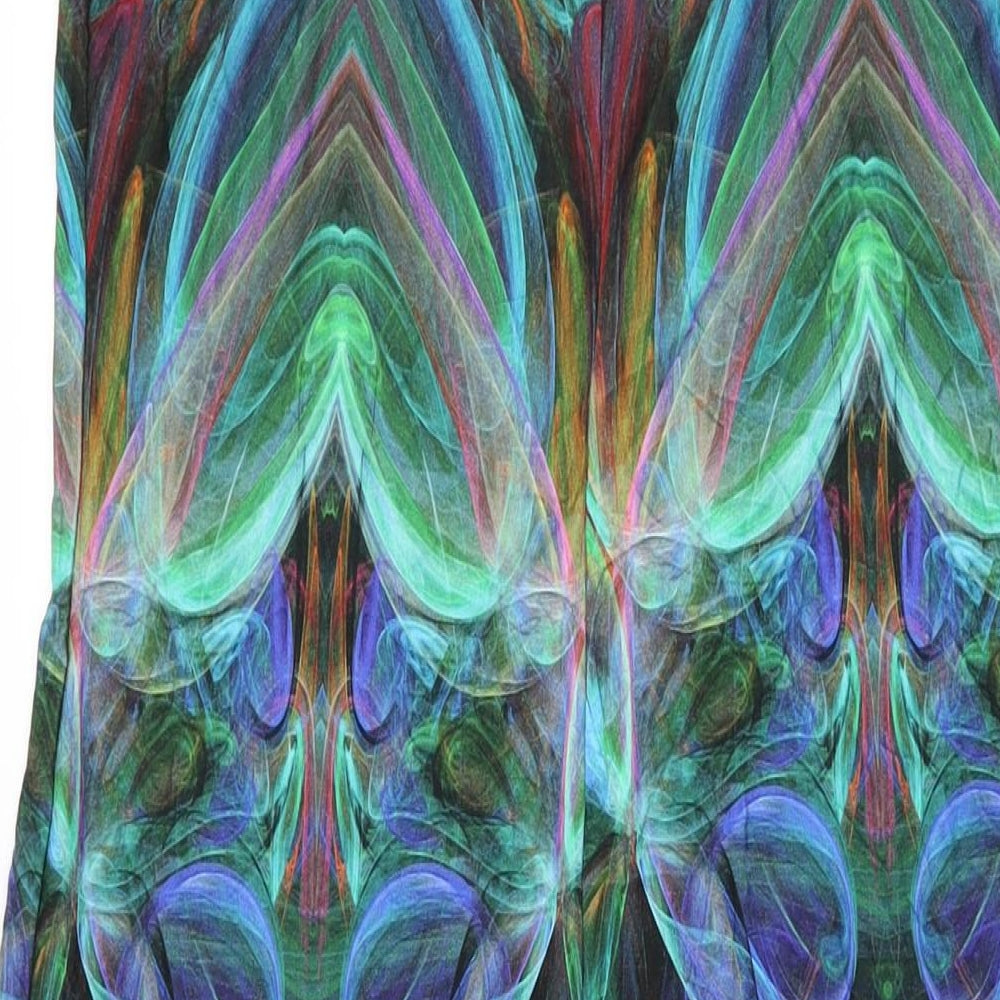 Wallis Womens Multicoloured Geometric Viscose Maxi Size 14 Round Neck Button