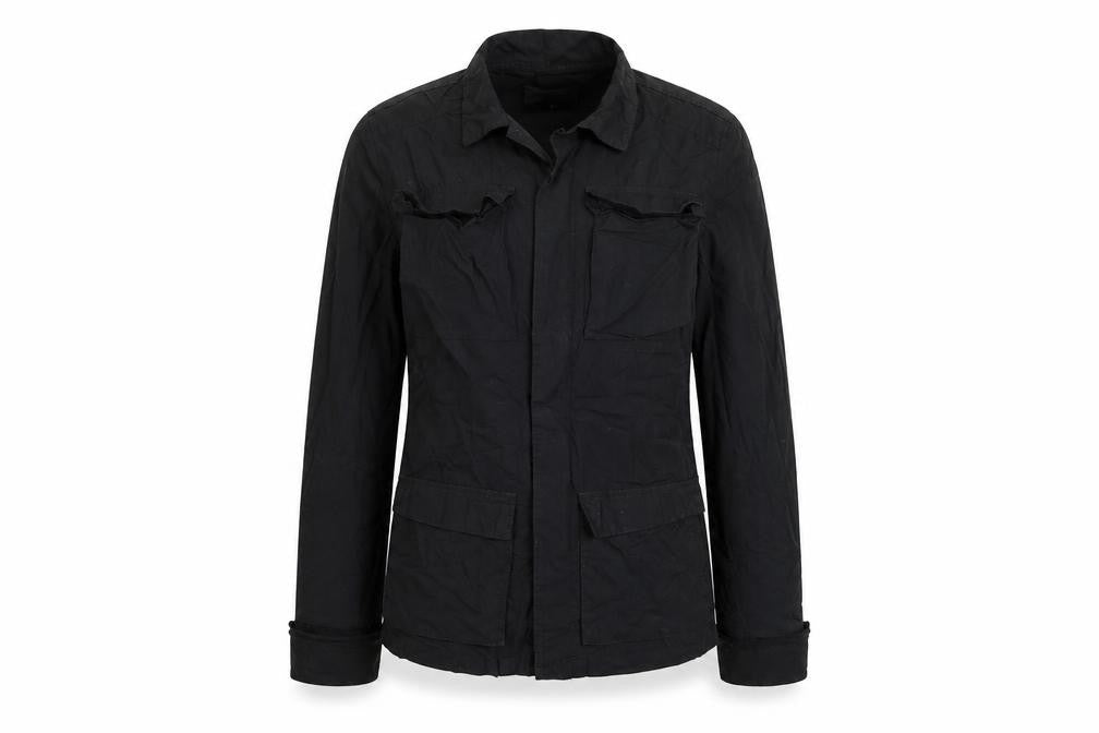 Front view of Politix women’s black jacket coat, size S, zip