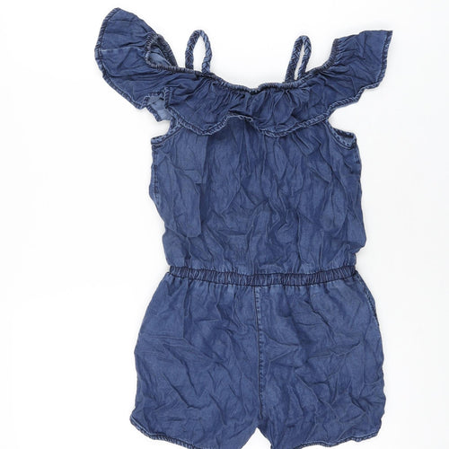 NEXT Girls Blue Lyocell Playsuit One-Piece Size 9 Years Drawstring