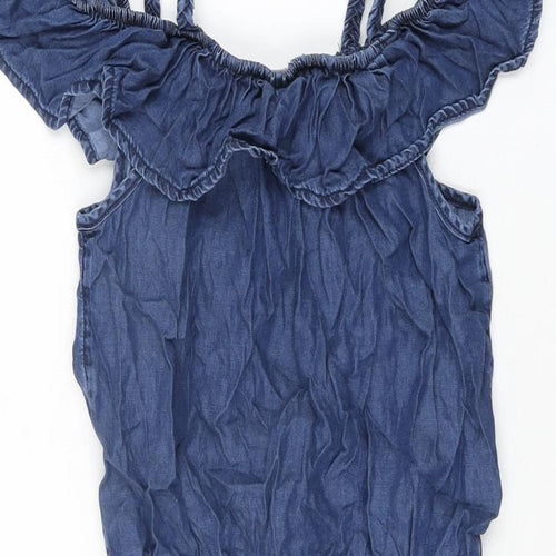 NEXT Girls Blue Lyocell Playsuit One-Piece Size 9 Years Drawstring
