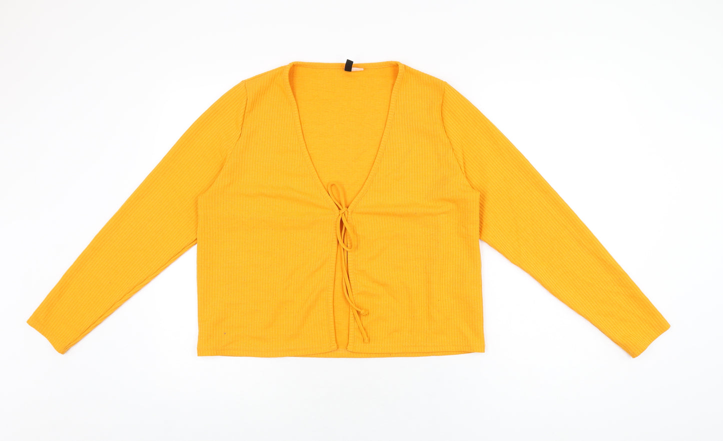 H&M Womens Orange Polyester Basic T-Shirt Size XL V-Neck