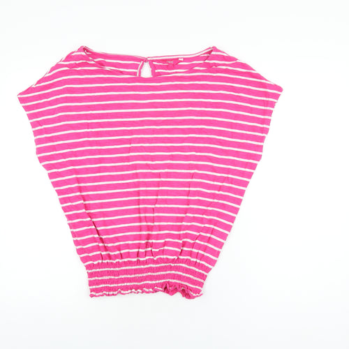NEXT Womens Pink Striped Cotton Basic T-Shirt Size 12 Round Neck