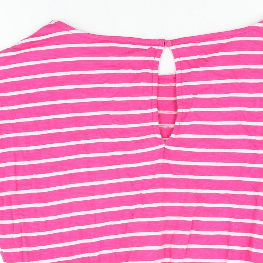 NEXT Womens Pink Striped Cotton Basic T-Shirt Size 12 Round Neck
