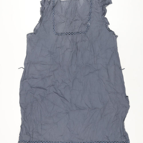 Marks and Spencer Womens Grey Cotton Shift Size 20 Round Neck Button