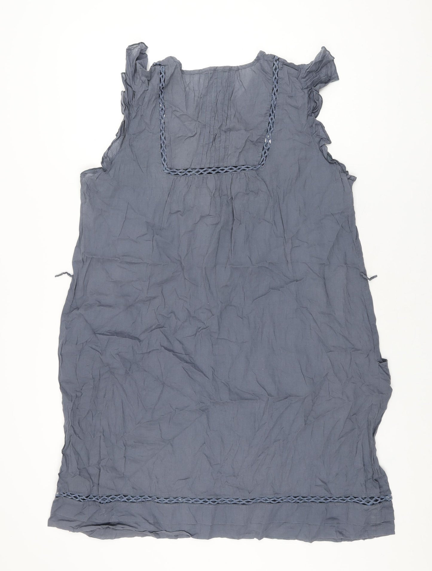 Marks and Spencer Womens Grey Cotton Shift Size 20 Round Neck Button