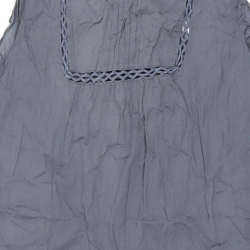 Marks and Spencer Womens Grey Cotton Shift Size 20 Round Neck Button