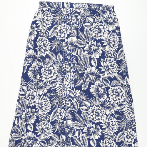 Marks and Spencer Womens Blue Floral Viscose Maxi Skirt Size 18