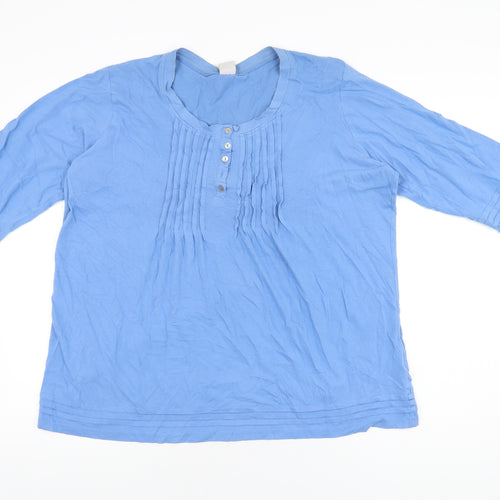 Cotton Traders Womens Blue Cotton Basic T-Shirt Size 16 Scoop Neck