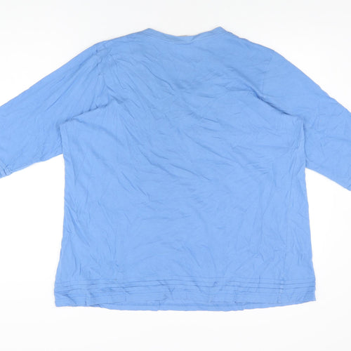Cotton Traders Womens Blue Cotton Basic T-Shirt Size 16 Scoop Neck