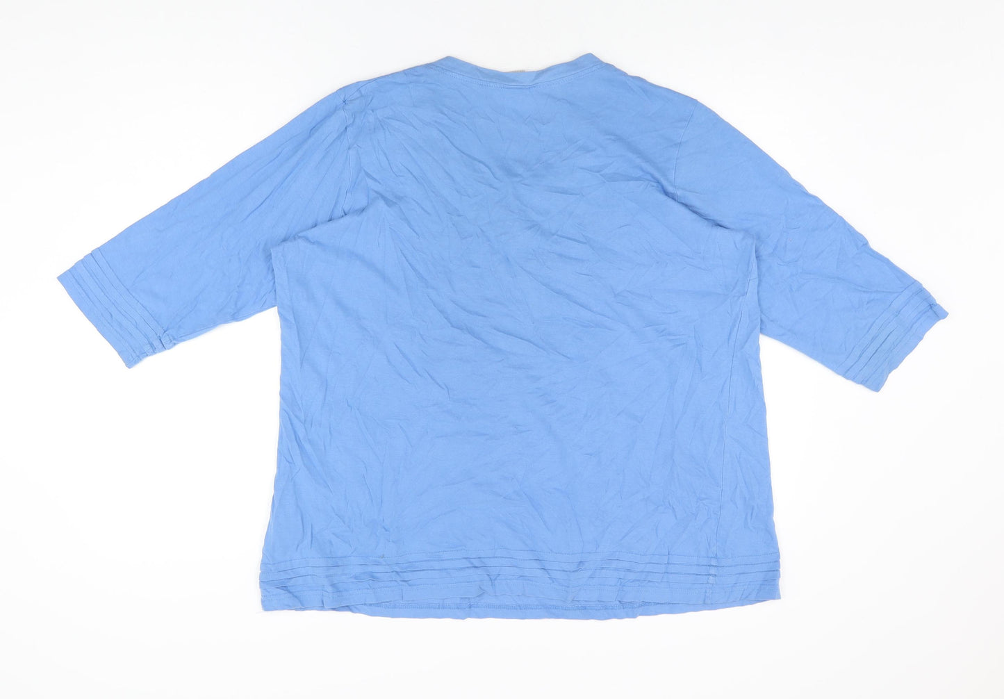 Cotton Traders Womens Blue Cotton Basic T-Shirt Size 16 Scoop Neck