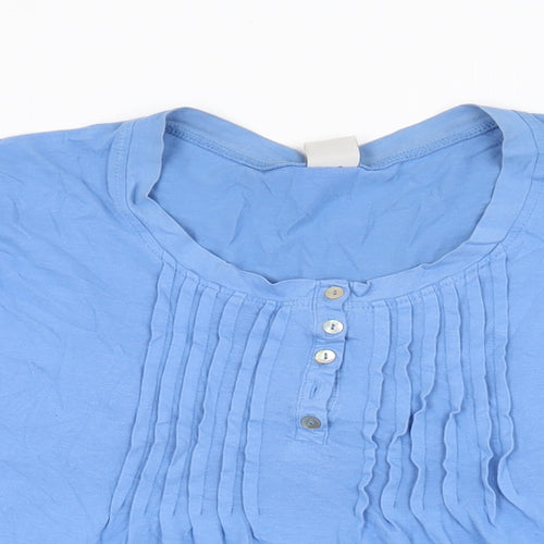 Cotton Traders Womens Blue Cotton Basic T-Shirt Size 16 Scoop Neck
