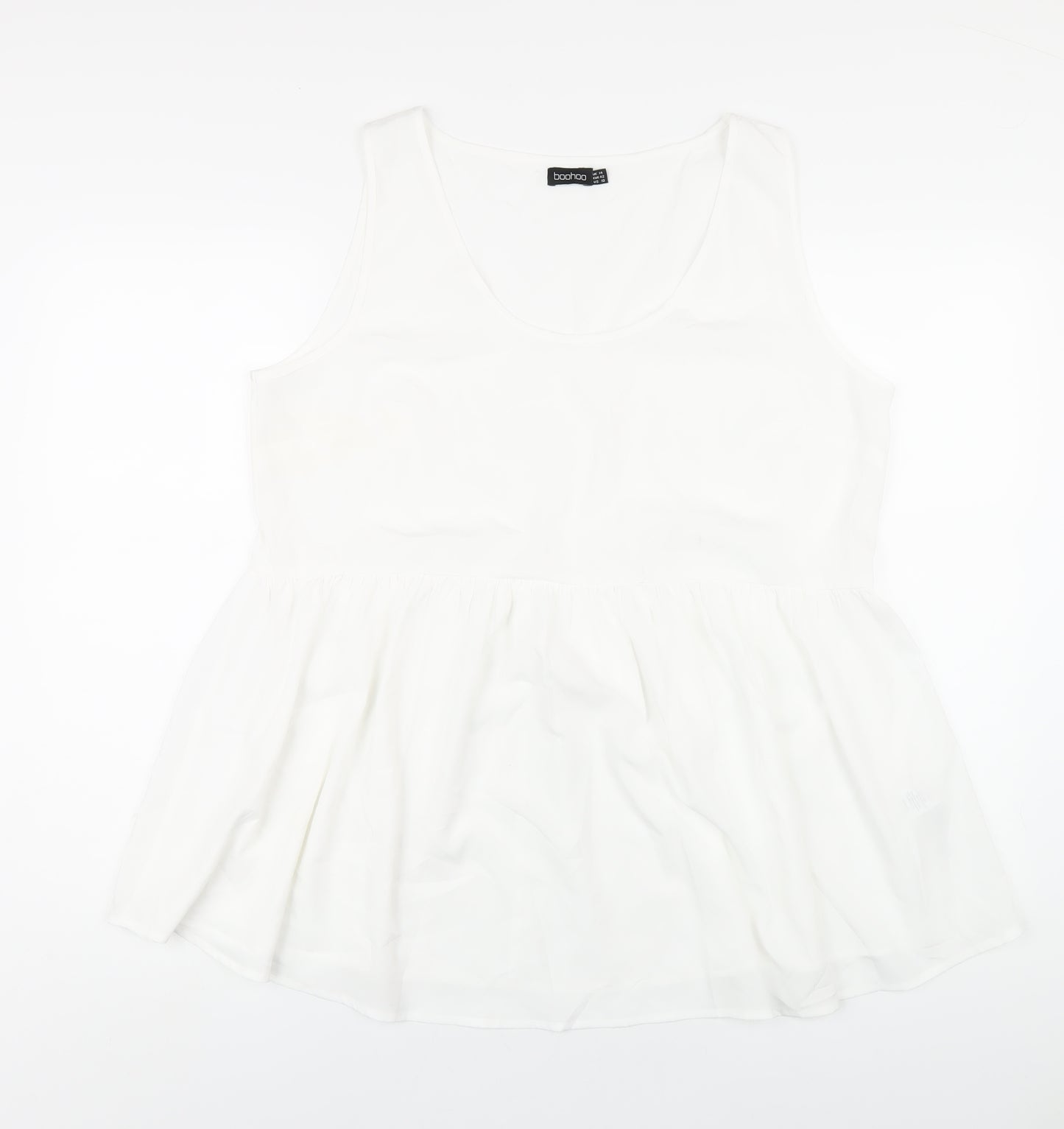 Boohoo Womens White Polyester Basic Tank Size 14 Round Neck
