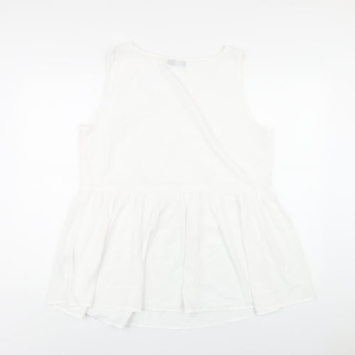 Boohoo Womens White Polyester Basic Tank Size 14 Round Neck