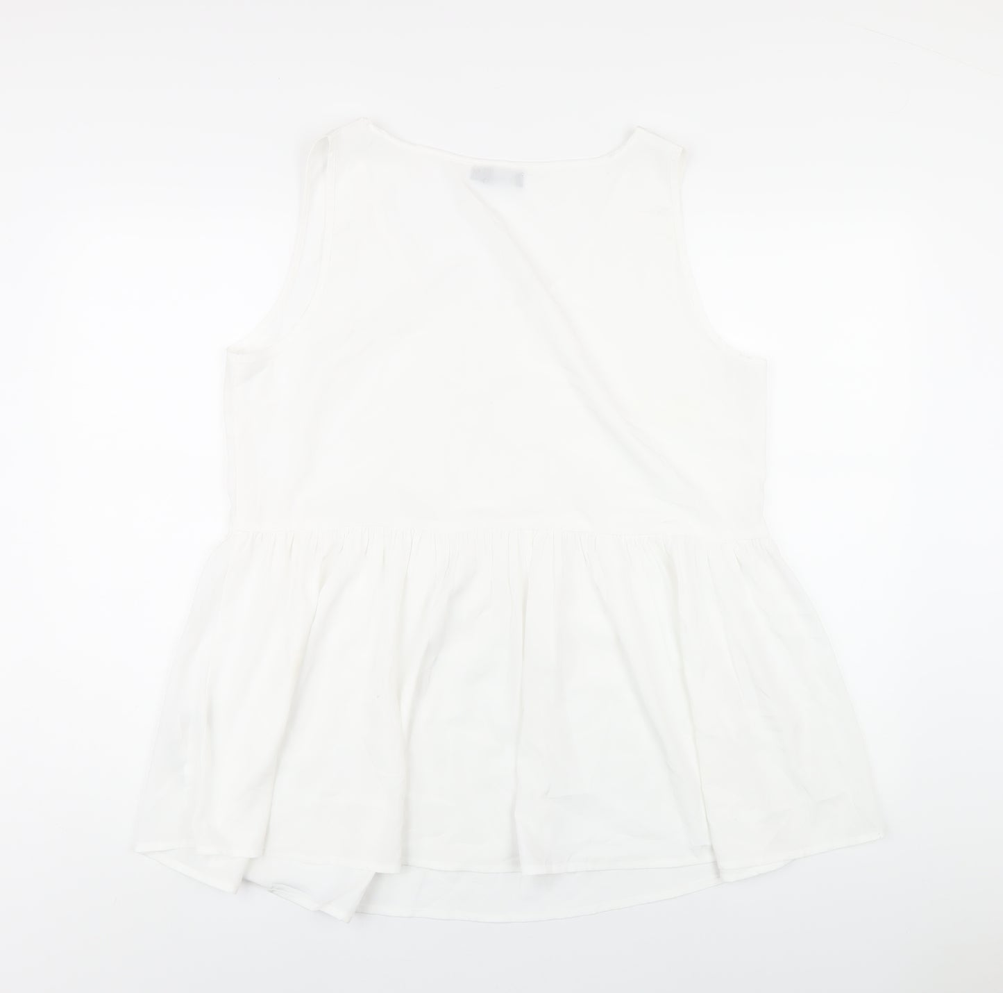 Boohoo Womens White Polyester Basic Tank Size 14 Round Neck