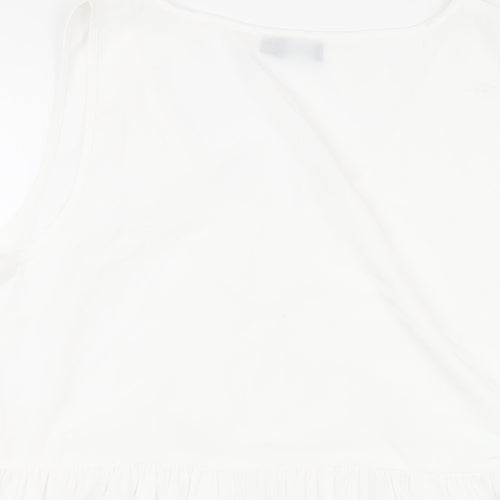 Boohoo Womens White Polyester Basic Tank Size 14 Round Neck