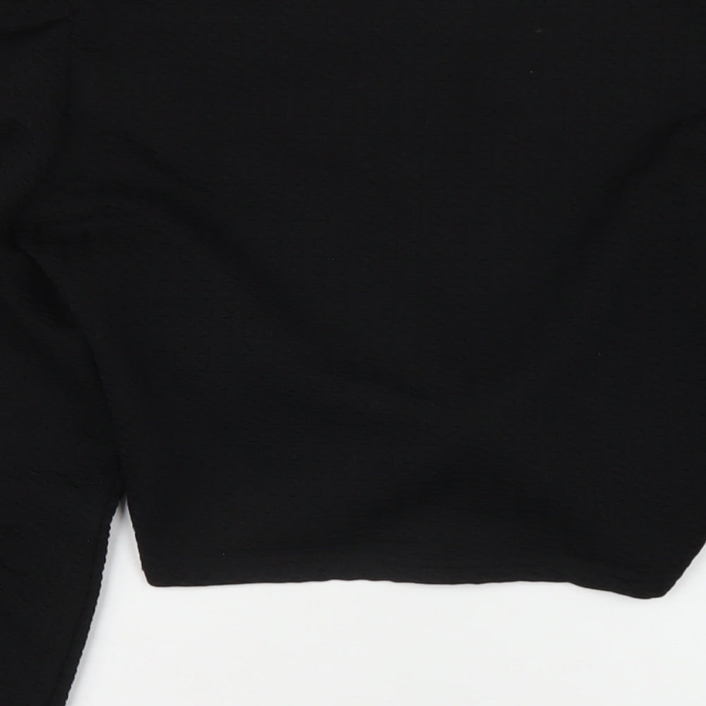 Missguided Womens Black Polyester Cropped T-Shirt Size 10 V-Neck