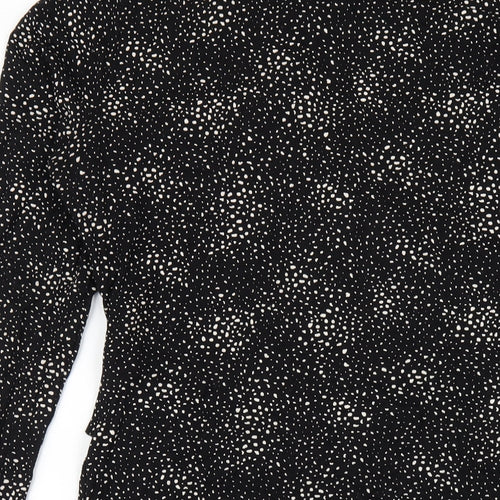 Marks and Spencer Womens Black Geometric Viscose A-Line Size 12 Round Neck Pullover