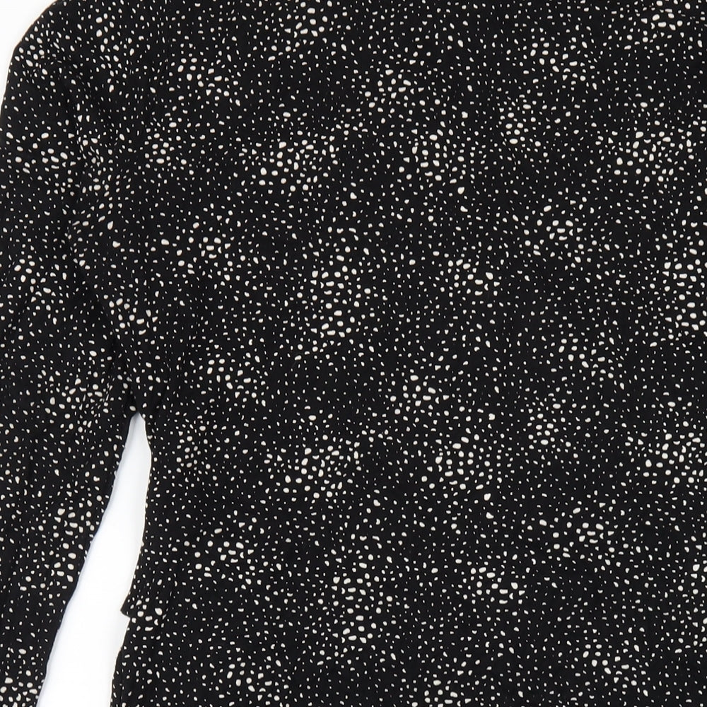 Marks and Spencer Womens Black Geometric Viscose A-Line Size 12 Round Neck Pullover