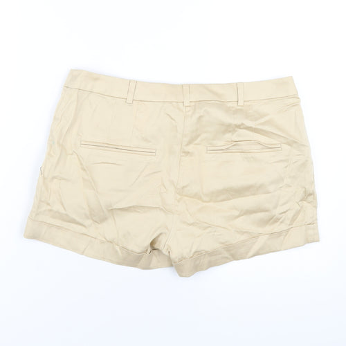 H&M Womens Beige Cotton Basic Shorts Size 12 Regular Zip