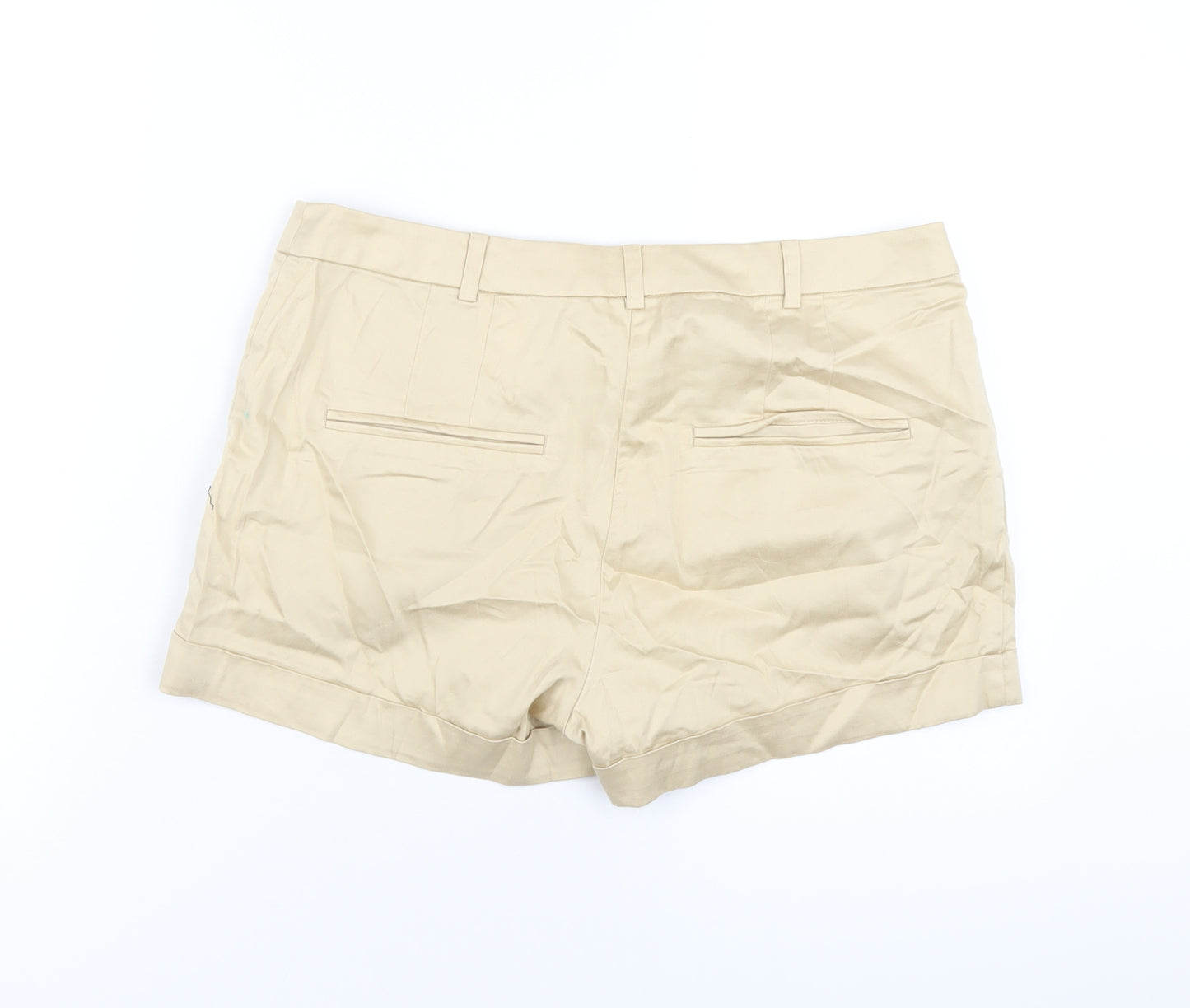 H&M Womens Beige Cotton Basic Shorts Size 12 Regular Zip