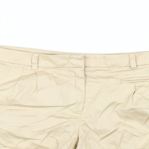 H&M Womens Beige Cotton Basic Shorts Size 12 Regular Zip