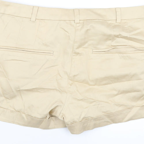 H&M Womens Beige Cotton Basic Shorts Size 12 Regular Zip