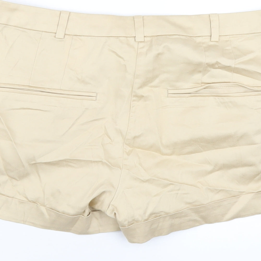 H&M Womens Beige Cotton Basic Shorts Size 12 Regular Zip