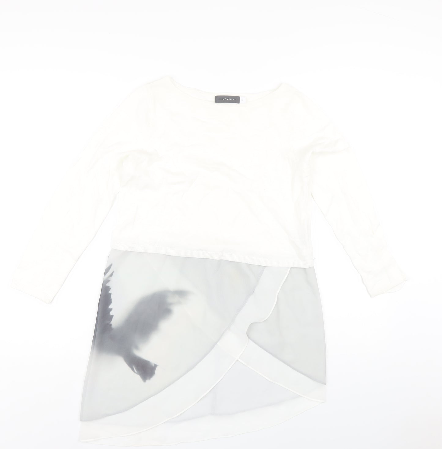 Mint Velvet Womens White Round Neck Cotton Pullover Jumper Size 10