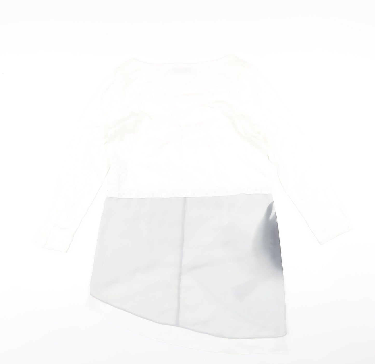 Mint Velvet Womens White Round Neck Cotton Pullover Jumper Size 10