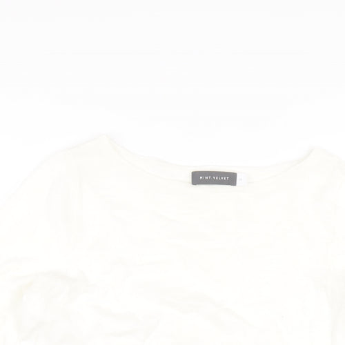 Mint Velvet Womens White Round Neck Cotton Pullover Jumper Size 10
