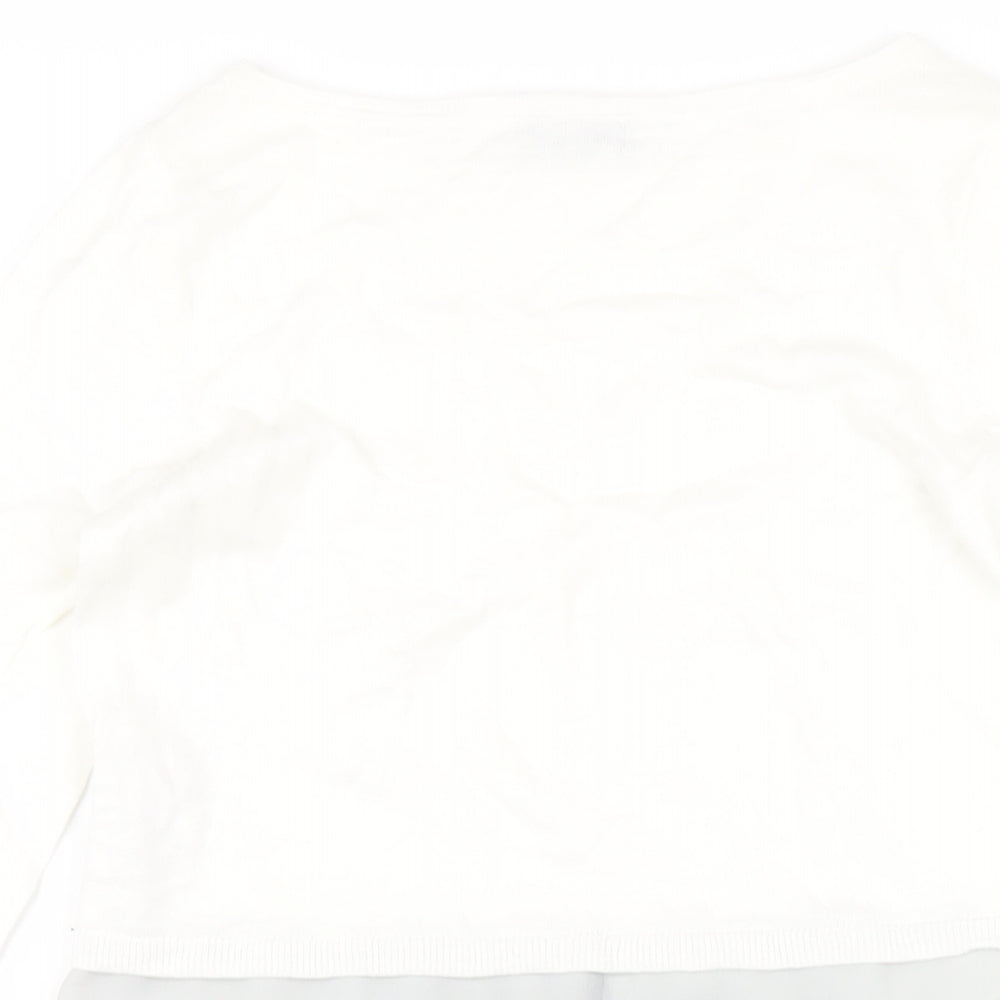 Mint Velvet Womens White Round Neck Cotton Pullover Jumper Size 10