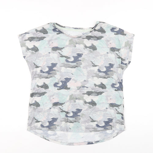 GOODMOVE Womens Multicoloured Camouflage Polyester Basic T-Shirt Size 14 Round Neck Pullover