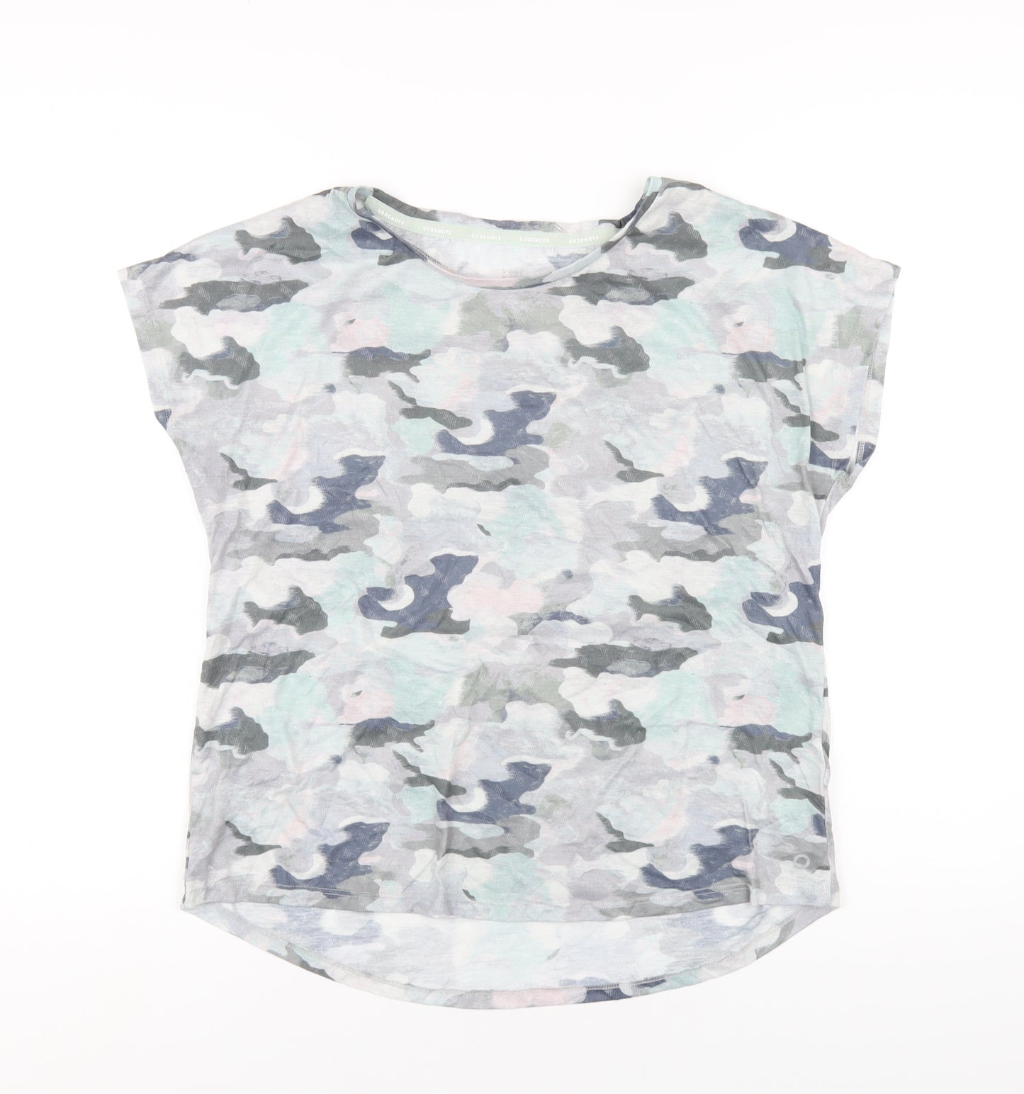 GOODMOVE Womens Multicoloured Camouflage Polyester Basic T-Shirt Size 14 Round Neck Pullover