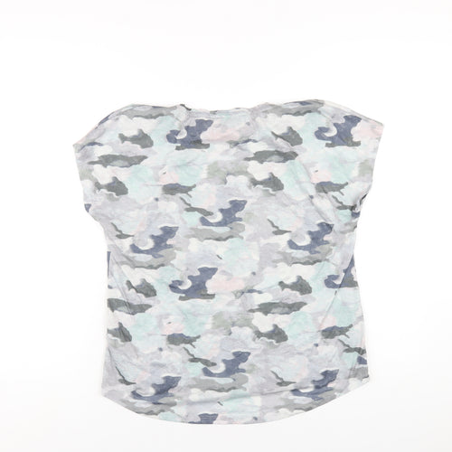 GOODMOVE Womens Multicoloured Camouflage Polyester Basic T-Shirt Size 14 Round Neck Pullover