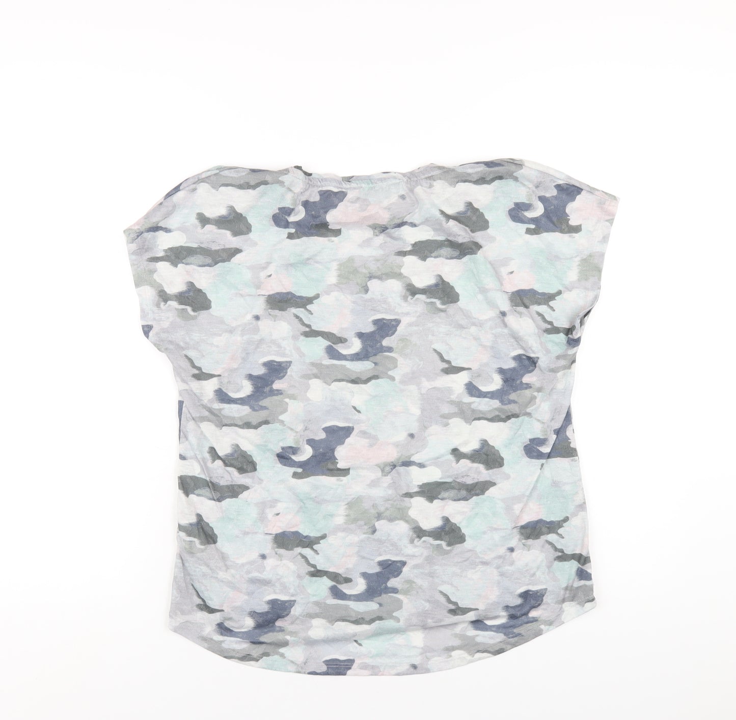 GOODMOVE Womens Multicoloured Camouflage Polyester Basic T-Shirt Size 14 Round Neck Pullover