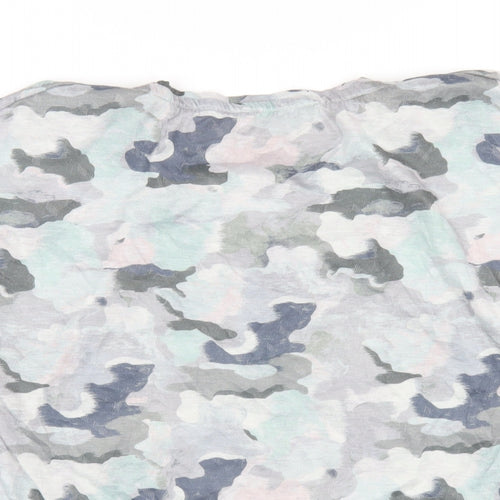 GOODMOVE Womens Multicoloured Camouflage Polyester Basic T-Shirt Size 14 Round Neck Pullover