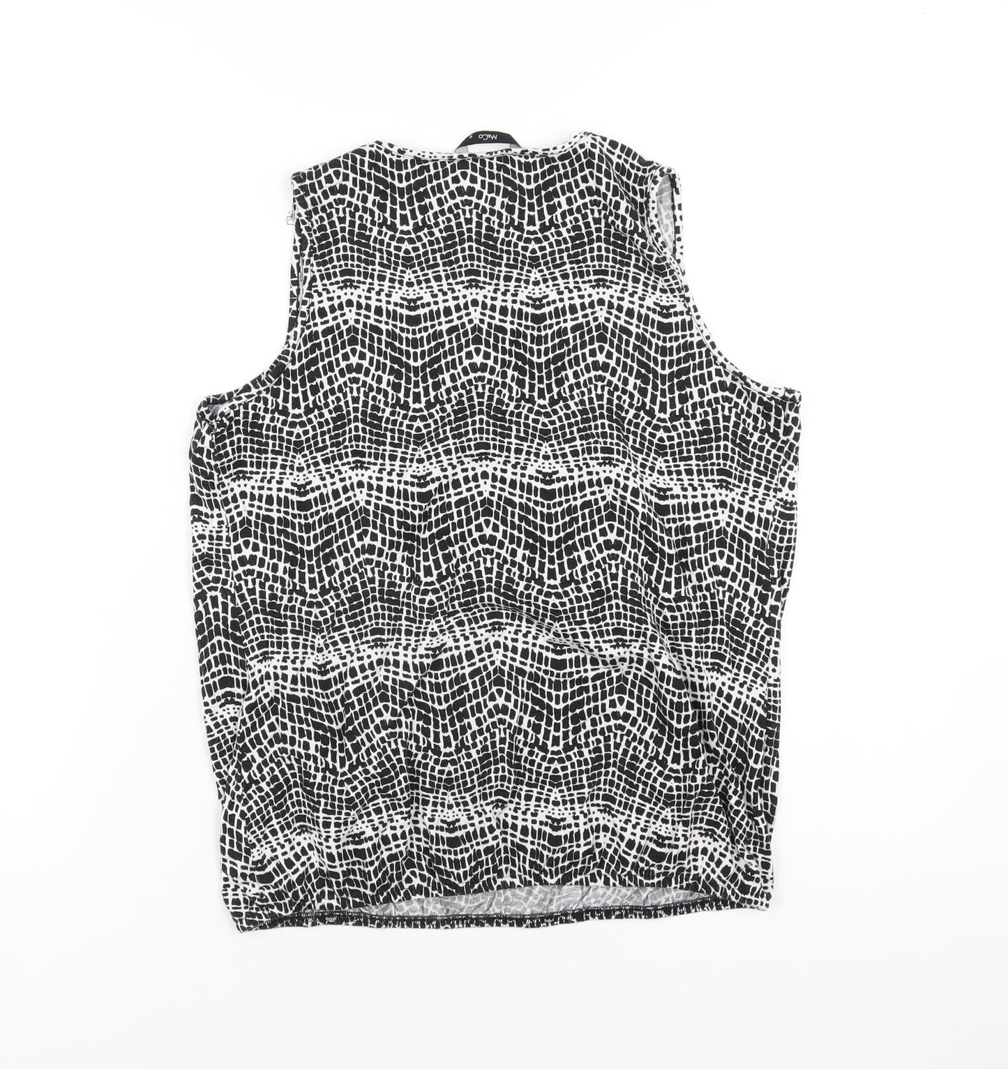 M&Co Womens Black Geometric Viscose Basic Tank Size 12 Scoop Neck