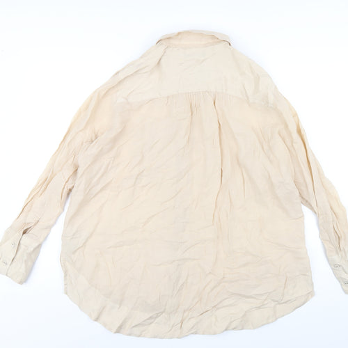 Autograph Womens Beige Ramie Basic Button-Up Size 18 Collared