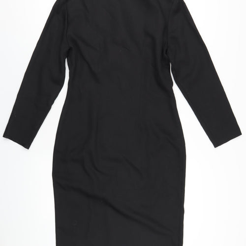Richards Womens Black Polyester Jacket Dress Size 10 Collared Button