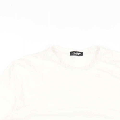 Dsquared2 Mens White Solid Cotton Pyjama Set Size M Pullover